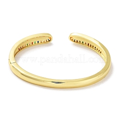 Brass Micro Pave Clear Cubic Zirconia Cuff Bangles&nbsp;BJEW-Z061-23C