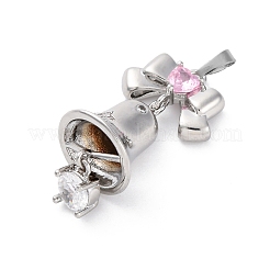 Rack Plating Brass with Cubic Zirconia Pendants&nbsp;KK-Q010-15P