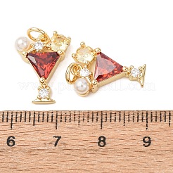 Brass Micro Pave Cubic Zirconia Pendants&nbsp;KK-D019-25G