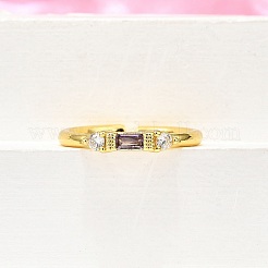 Brass Micro Pave Cubic Zirconia Cuff Rings for Women&nbsp;RJEW-H247-22G