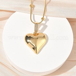 304 Stainless Steel Micro Pave Clear Cubic Zirconia Pendant Necklaces for Women&nbsp;NJEW-Z103-01G-04