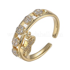Adjustable Brass Micro Pave Clear Cubic Zirconia Cuff Rings&nbsp;ZIRC-Z002-15G