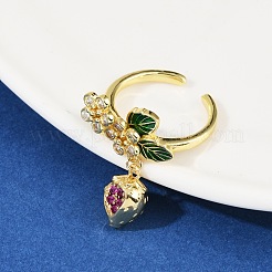 Brass Micro Pave Cubic Zirconia Cuff Rings for Women&nbsp;RJEW-F182-08B-G