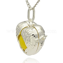 Silver Color Plated Brass Hollow Heart Cage Pendants&nbsp;KK-J241-08S