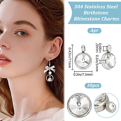 30Pcs 304 Stainless Steel Rhinestone Chamrs&nbsp;STAS-BBC0004-06