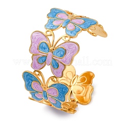 304 Stainless Steel Enamel Cuff Bangles for Women&nbsp;BJEW-P347-01G-B