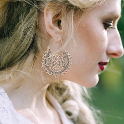 12 Pairs 12 Style Bohemia Hollow Out Heart & Flower & Teardrop & Flat Round Alloy Hoop Earrings&nbsp;EJEW-AN0003-37