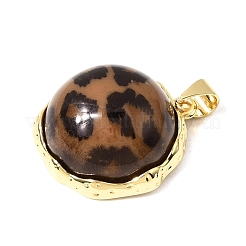 Leopard Print Brass Resin Pendants&nbsp;KK-A296-52B-G
