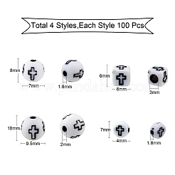 400Pcs 4 Styles Opaque Acrylic Beads&nbsp;SACR-SZ0001-15