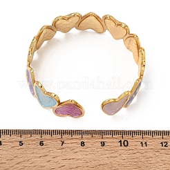 304 Stainless Steel Enamel Heart Open Cuff Bangles for Women&nbsp;SA-CBA4992-01A-G