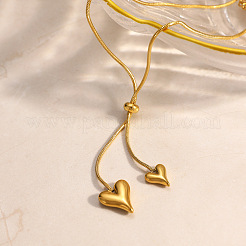 304 Stainless Steel Double Heart Lariat Necklaces&nbsp;WG40DB7-01