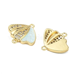 Brass Micro Pave Clear Cubic Zirconia Shell Shape Links&nbsp;KK-L256-32G