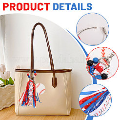 2Pcs Baseball Polyester & Wood & Zinc Alloy & Acrylic Pendant Keychains&nbsp;KEYC-CA0001-59