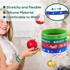 30Pcs 5 Colors Christmas Themed Silicon Cord Bracelets&nbsp;BJEW-CN0001-08