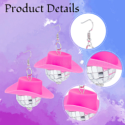 6 Pairs Plastic Cap with Glass Disco Ball Dangle Earrings & 1Pc Pendant Necklace&nbsp;SJEW-AN0001-10