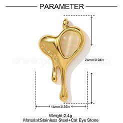 304 Stainless Steel Cat Eye Pendants&nbsp;STAS-OY004-06G