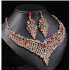 Flower Alloy Rhinestone Chain Necklaces & Stud Dangle Earrings Sets&nbsp;WGB5361-01