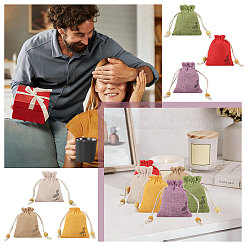 24Pcs 6 Colors Flower Printed Cloth Drawstring Bags&nbsp;ABAG-CA0001-22A