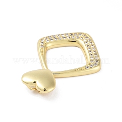 Rack Plating Brass Micro Pave Clear Cubic Zirconia Pendants&nbsp;KK-H474-19G-09