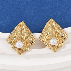304 Stainless Steel ABS Plastic Pearl Stud Earrings&nbsp;LS-STAS-D368-01B-G