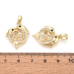 Brass Micro Pave Clear Cubic Zirconia European Dangle Charms Bails&nbsp;KK-N276-13G