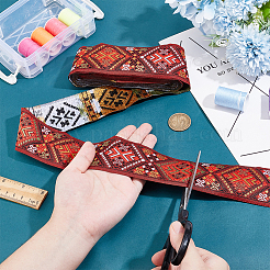 4.8~5 Yards Elephant/Cross/Rhombus Ethnic Style Polyester Jacquard Wide Ribbon&nbsp;OCOR-PH0004-35A