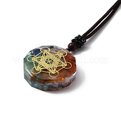 Natural & Synthetic Mixed Gemstone 7 Chakra Pendant Necklace&nbsp;NJEW-WH0002-15