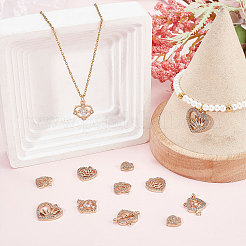 12Pcs 6 Style Valentine's Day Brass Micro Pave Cubic Zirconia Pendants&nbsp;KK-SC0003-16