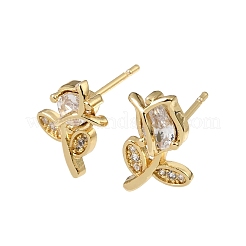 Brass Micro Pave Cubic Zirconia Stud Earrings&nbsp;KK-CBA8324-19G-01