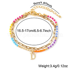 304 Stainless Steel Letter Charm Double-layered Bracelets&nbsp;VG5038-4