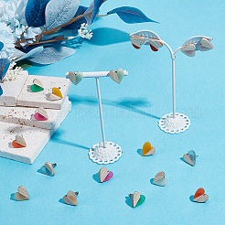 20Pcs 10 Colors Heart Resin & Wood Stud Earring&nbsp;EJEW-AR00010
