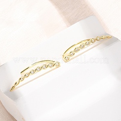 Brass Pave Cubic Zirconia Stud Crawler Earrings&nbsp;KK-CBAA351-04G