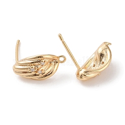 Brass with Clear Cubic Zirconia Stud Earring Findings&nbsp;KK-G491-57C-G