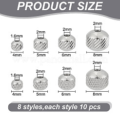 80Pcs 8 Styles 304 Stainless Steel Bead&nbsp;STAS-AR0002-04