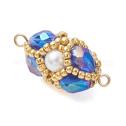 Glass Beaded Oval Connector Charms&nbsp;PALLOY-MZ01233-02