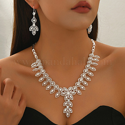 Elegant Alloy Hollow Leaf Flower Earrings & Necklaces Sets for Women&nbsp;MC0104
