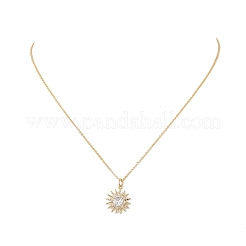 Clear Cubic Zirconia Sun Pendant Necklace with Cable Chains&nbsp;NJEW-JN04294