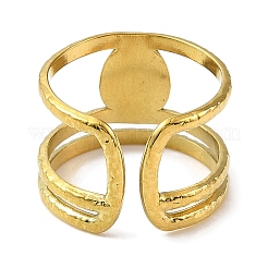 Ion Plating(IP) 304 Stainless Steel Open Cuff Ring for Women&nbsp;RJEW-F166-15G-01