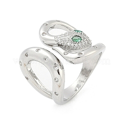 Brass Micro Pave Clear Cubic Zirconia Cuff Rings for Women Men&nbsp;RJEW-Z080-03P