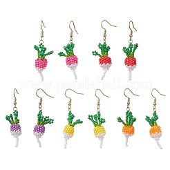 304 Stainless Steel Glass Seed Beads Carrot Dangle Earrings&nbsp;EJEW-MZ00579