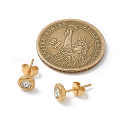 Ion Plating(IP) 304 Stainless Steel Flat Round Stud Earrings&nbsp;EJEW-C099-16A