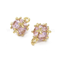 Brass Pave Cubic Zirconia Pendants&nbsp;KK-B142-11G-01