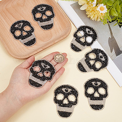 7Pcs Skull Glitter Resin Hotfix Rhinestone&nbsp;DIY-GF0014-22A