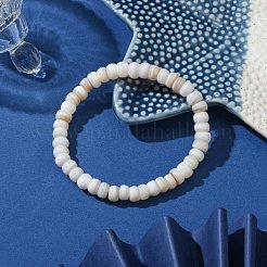 Rondelle Natural Freshwater Shell Beaded Stretch Bracelets for Women&nbsp;BJEW-JB10911