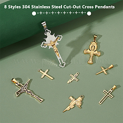 8Pcs 8 Styles 304 Stainless Steel Pendants&nbsp;STAS-PH0006-06