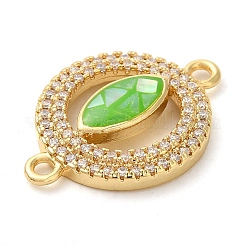 Rack Plating Brass Micro Pave Clear Cubic Zirconia Ring with Horse Eye Connector Charms&nbsp;KK-K385-98G-03