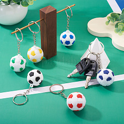 6Pcs 6 Colors Plastic Football Pendant Keychains&nbsp;KEYC-TA0001-60