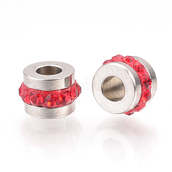 201 Stainless Steel Polymer Clay Rhinestone Inlaid Beads&nbsp;RB-R052-M
