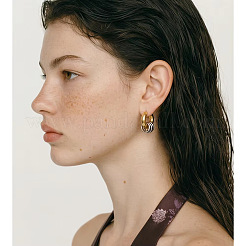 304 Stainless Steel Fashion Triple Ring Dangle Hoop Earrings for women&nbsp;MK3977-2