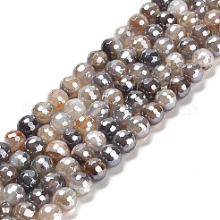 Electroplated Natural Botswana Agate Round Beads Strands&nbsp;G-L598-A03-01